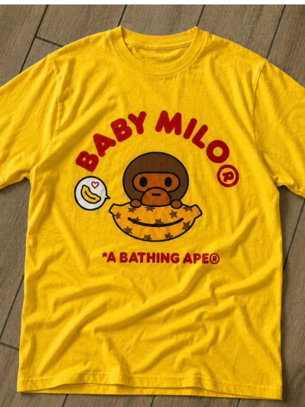 Gildan Yellow Graphic Tee with Red and Brown Print
